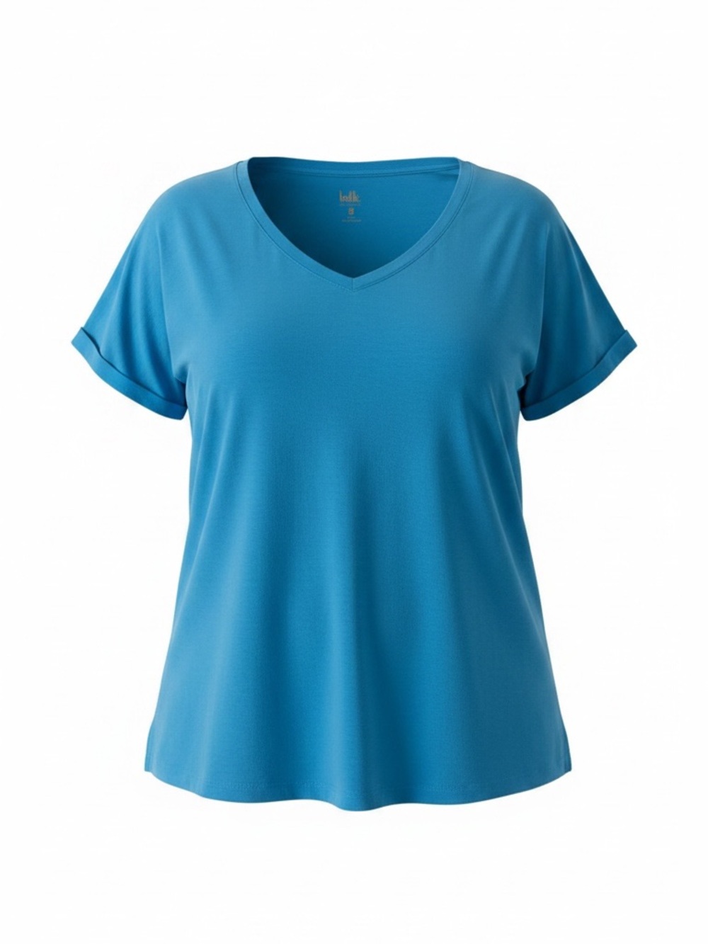 Belle by Kim Gravel 3X Turquoise Blue V-Neck Rolled Sleeve Top Soft Stretch